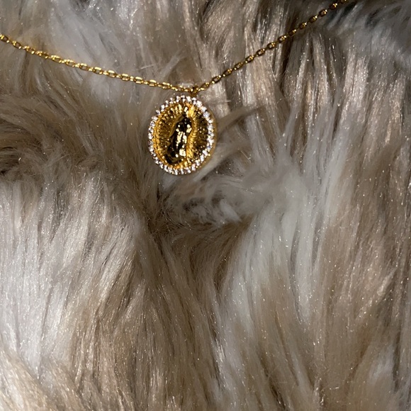 Cubic Zirconia Virgen Mary Necklace - Picture 3 of 5